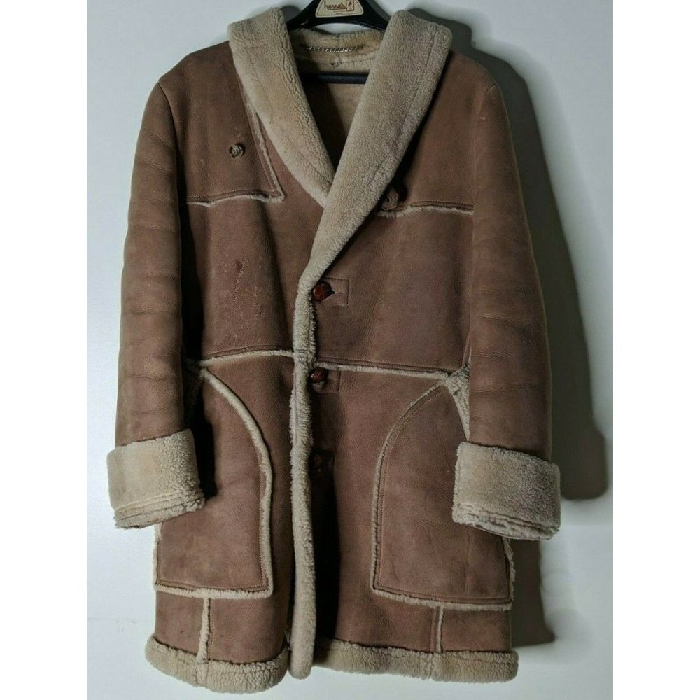 Vintage Marlboro Man Ranch Style Sherpa Shearling Coat By Lakeland Size 40